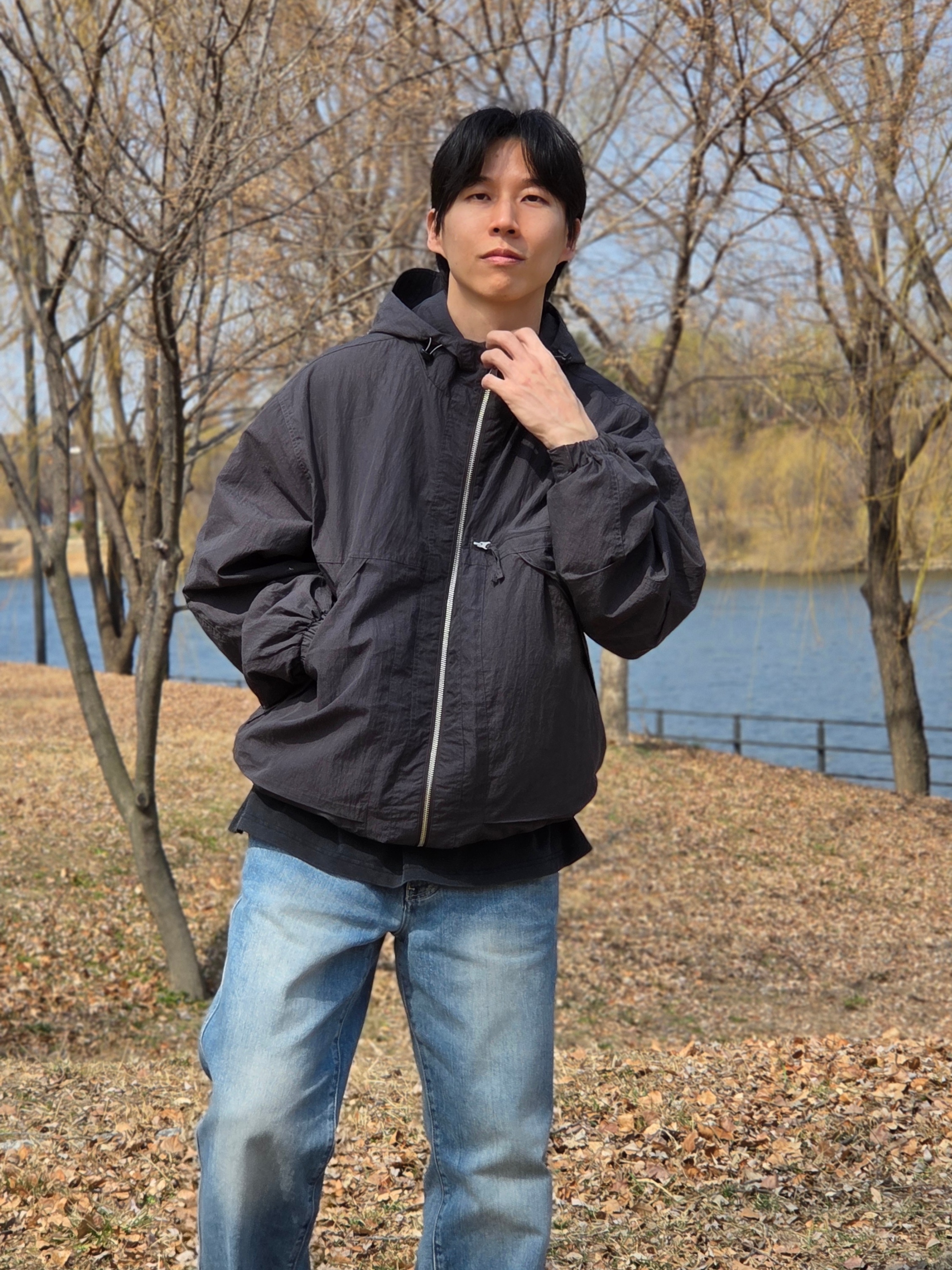noun Hooded Jacket Charcoal 착용 스타일 - 1