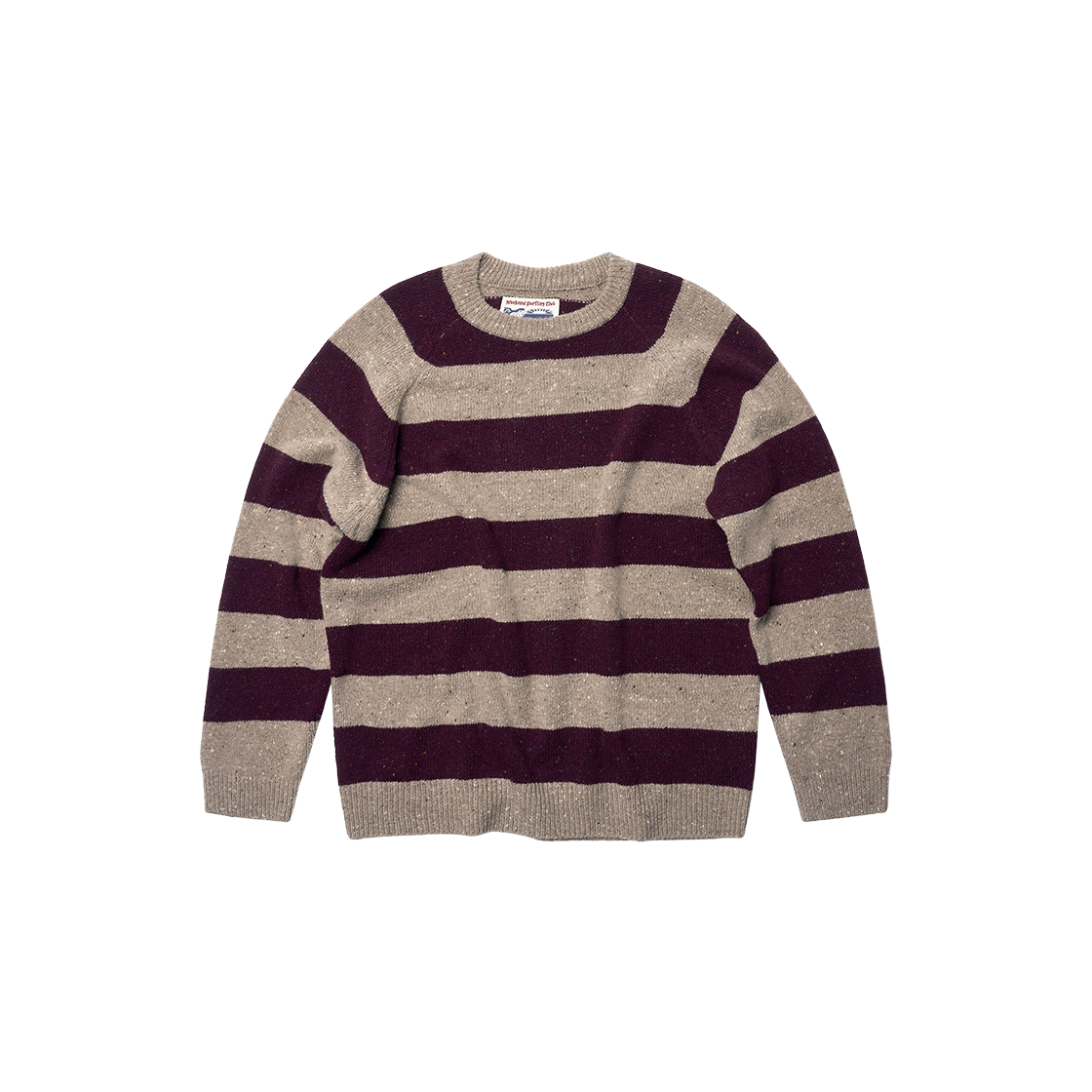 플랫웨이브 인 서울 누아 울 스트라이프 라운드 니트 토프/와인(Flatwave in Seoul Noor Wool Stripe Round Knit Taupe/Wine)