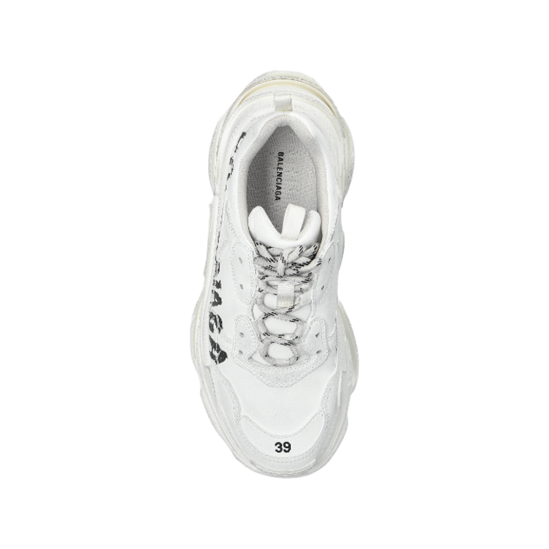 (W) 발렌시아가 트리플 S 페인트 스니커즈 화이트 블랙((W) Balenciaga Triple S Paint Sneakers White Black) - 2