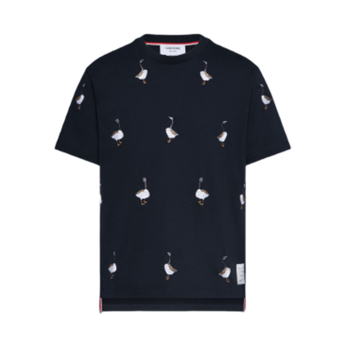 MJS294E-J0058-415 Thom Browne Geese Print Jersey T-Shirt Navy