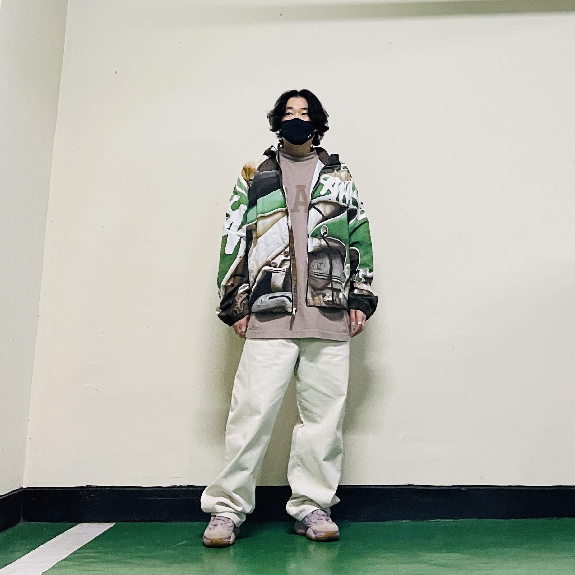 Stussy Beach Shell Baja Print Multi, Stussy Washed Canvas Big OL' Jean Washed Vintage Natural 착용 스타일 - 5