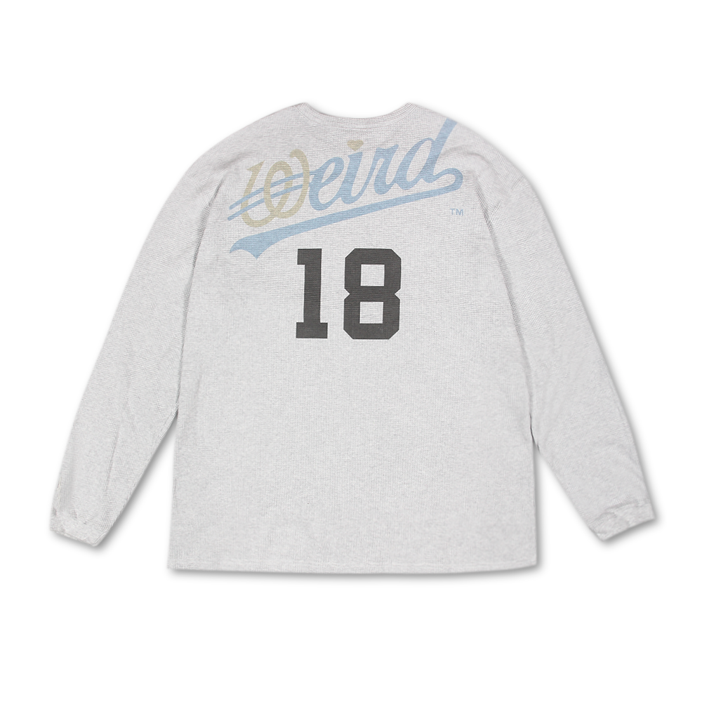 P00000IL Weird World Over Print Waffle Long Sleeve Melange