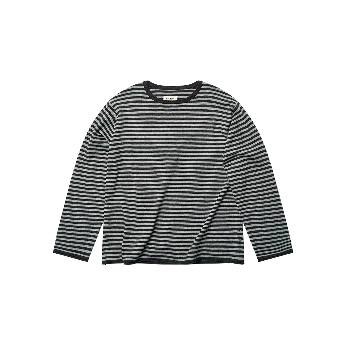 Maron Knit Grey/Charcoal Flatwave in Seoul Maron Stripe Loose Fit Round Knit Grey/Charcoal