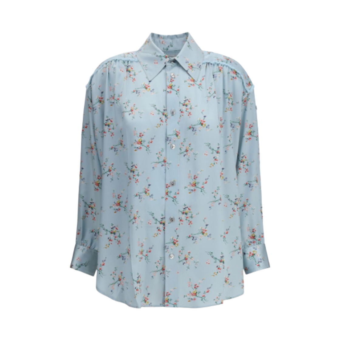 834926V5QJ04565 (W) Bottega Veneta Silk Floral Shirt Blue