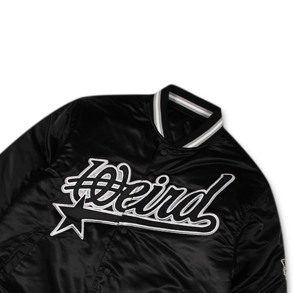 위얼드월드 90s 사틴 바시티 자켓 블랙(Weird World 90s Satin Vasity Jacket Black) - 3
