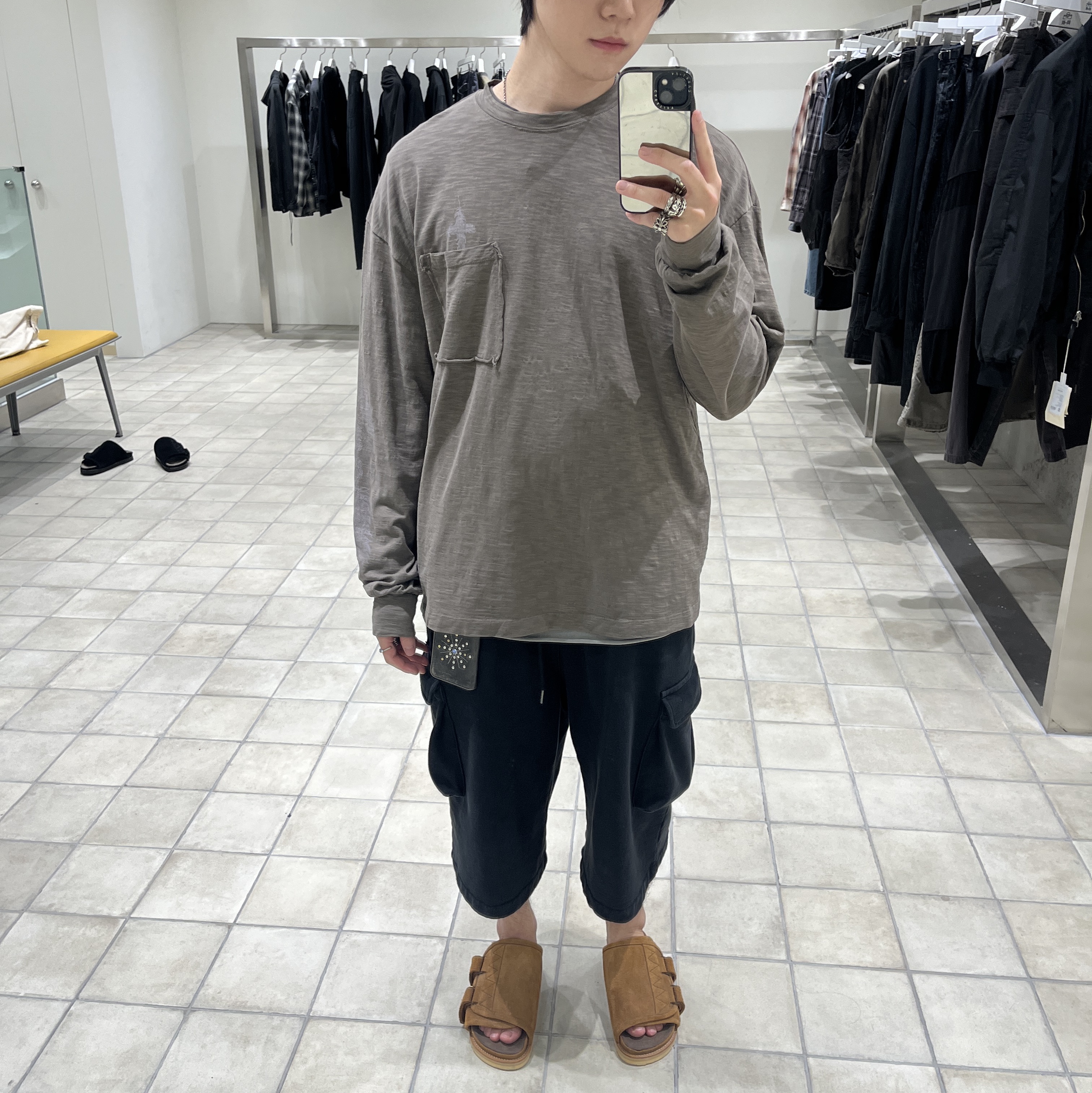 Polyteru 1011 Feather Long Sleeve Brown 착용 스타일