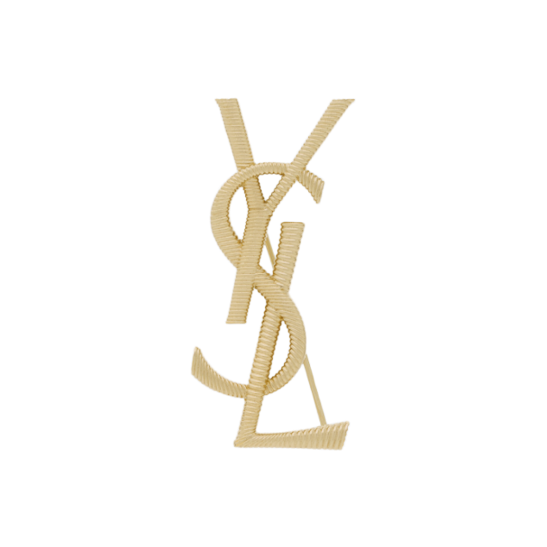 804317-Y1500-8030 Saint Laurent Cassandre Brooch in Metal Pale Gold