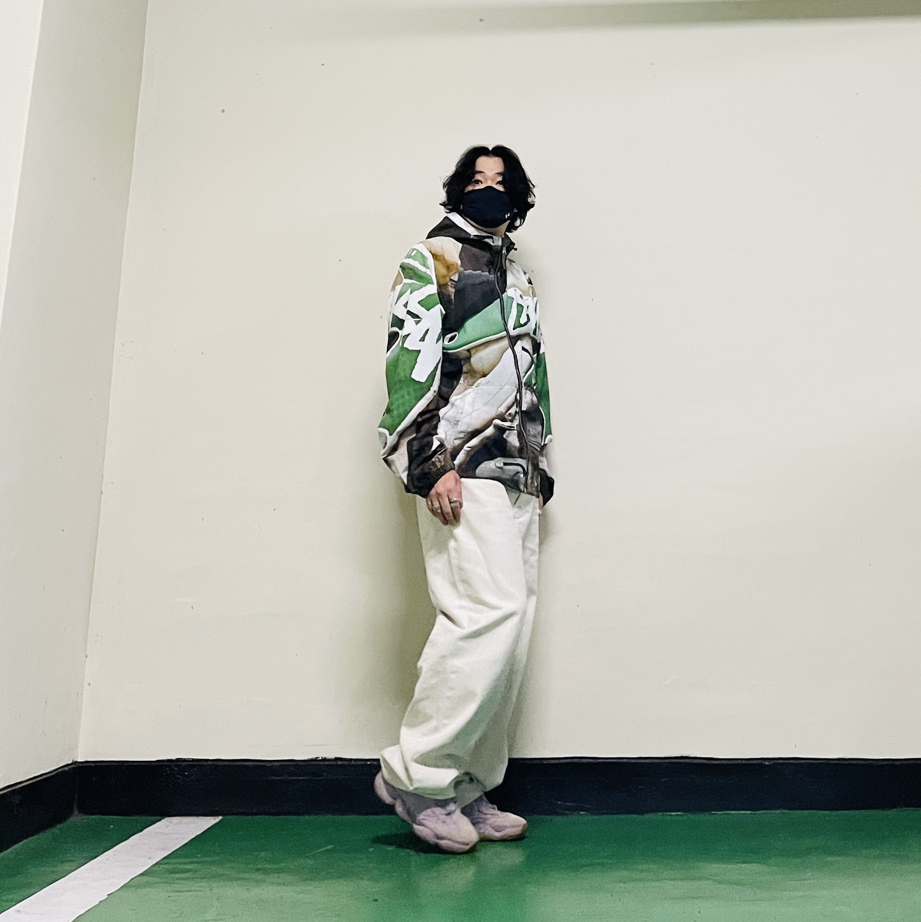 Stussy Beach Shell Baja Print Multi, Stussy Washed Canvas Big OL' Jean Washed Vintage Natural 착용 스타일 - 3