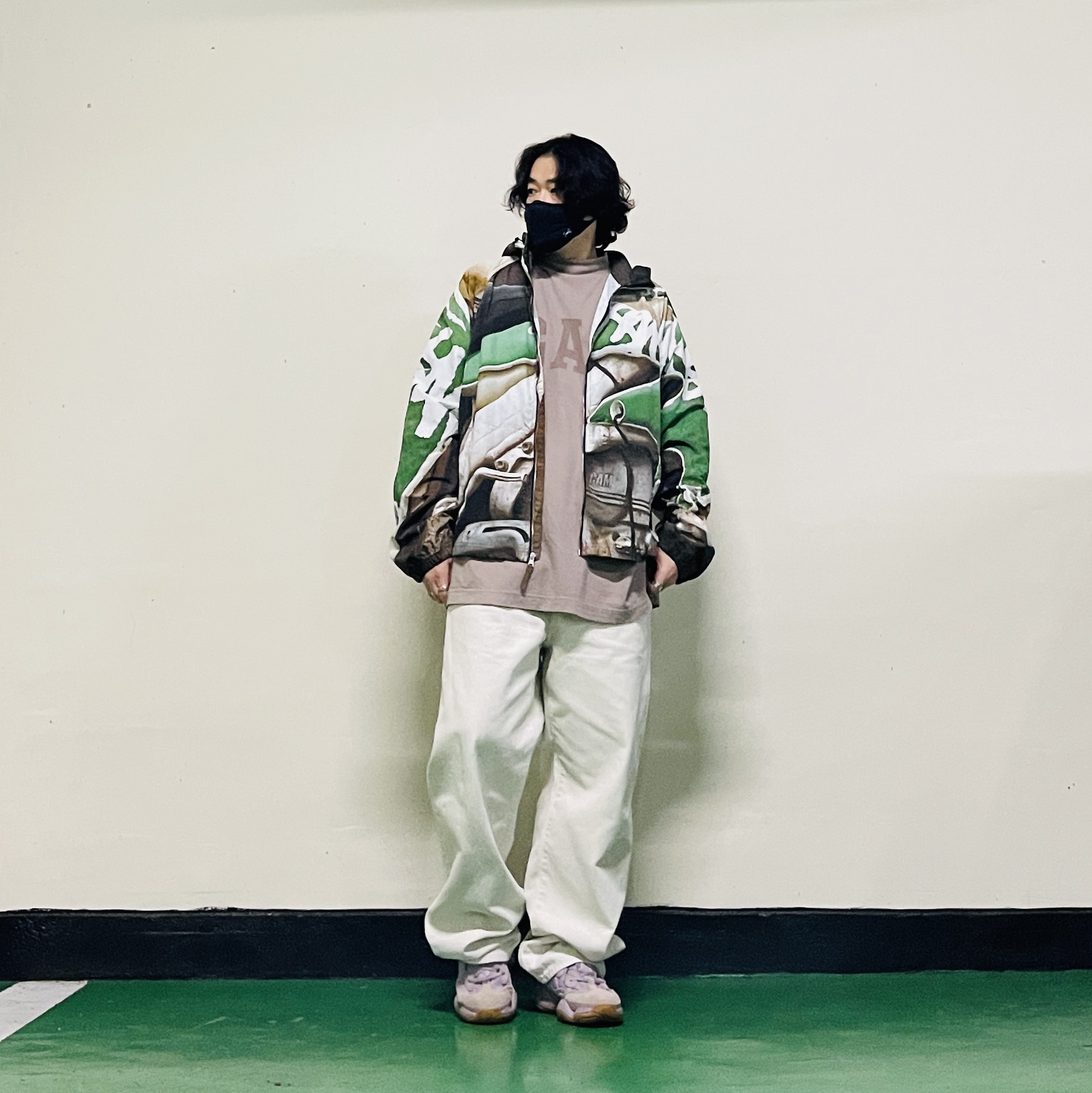 Stussy Beach Shell Baja Print Multi, Stussy Washed Canvas Big OL' Jean Washed Vintage Natural 착용 스타일 - 4