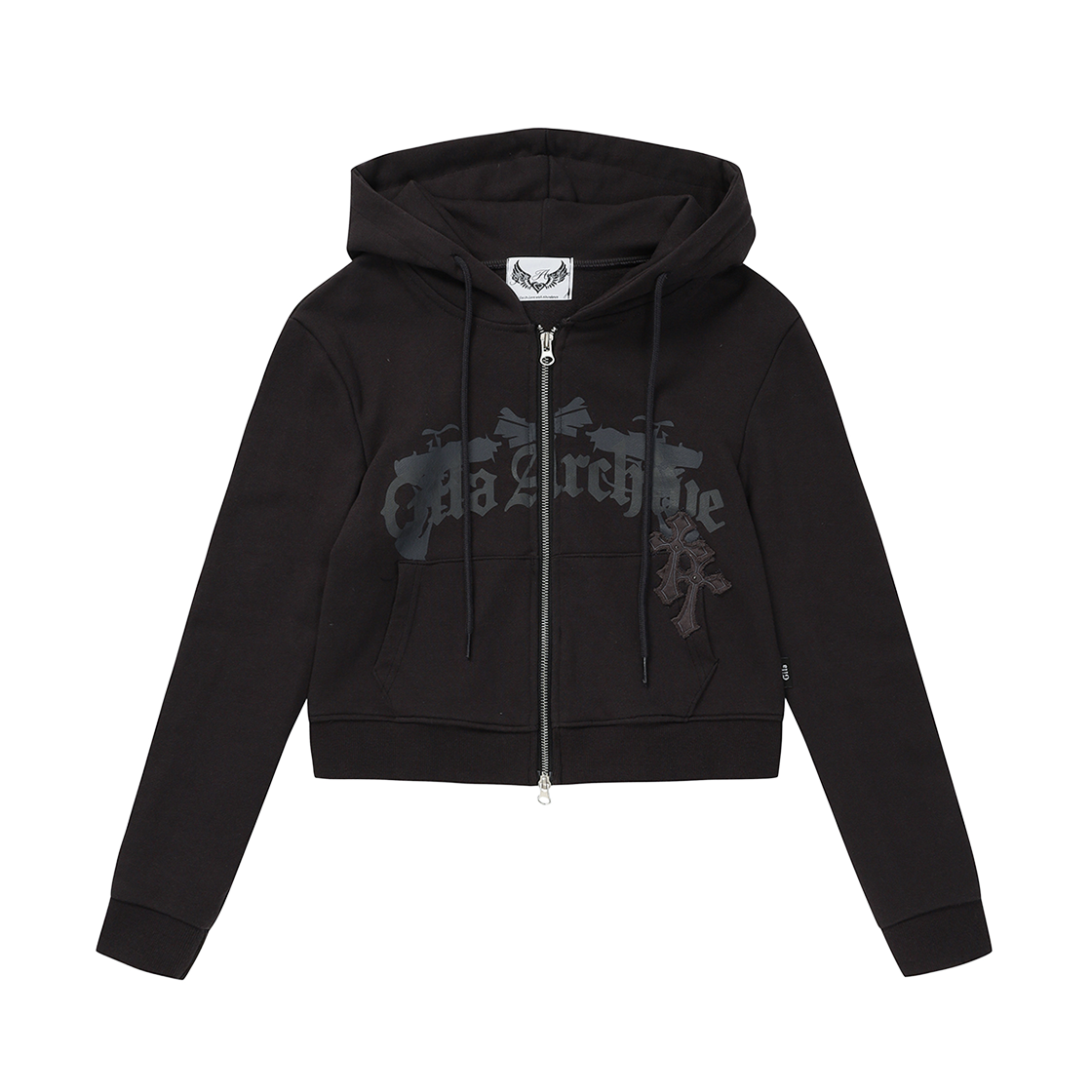 GL25FAJK04CH Gila Archive Cross Patched Pistol Hooded Zip-Up Charcoal