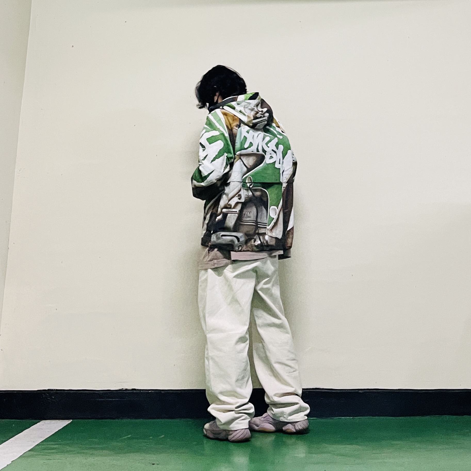 Stussy Beach Shell Baja Print Multi, Stussy Washed Canvas Big OL' Jean Washed Vintage Natural 착용 스타일 - 6