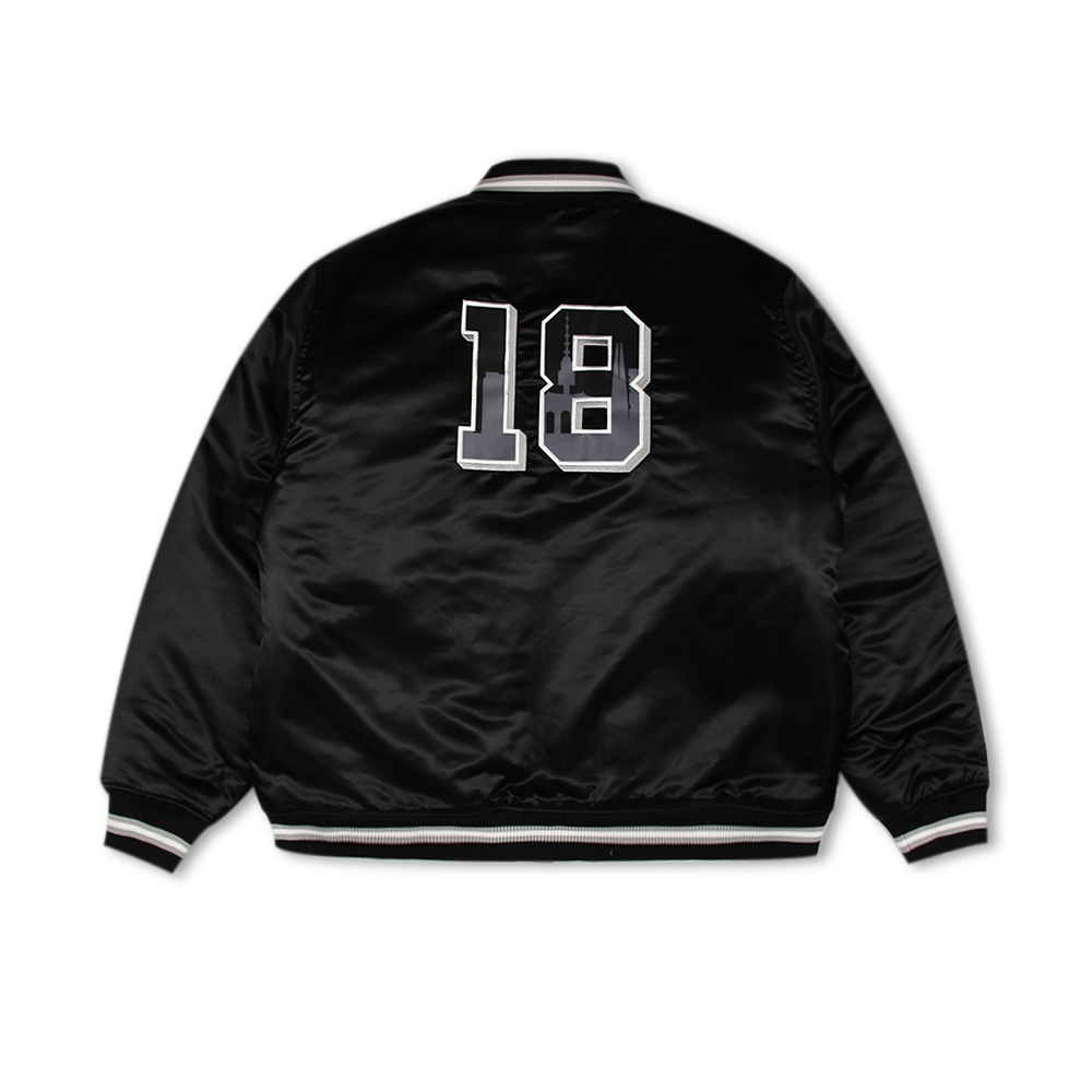 위얼드월드 90s 사틴 바시티 자켓 블랙(Weird World 90s Satin Vasity Jacket Black) - 2