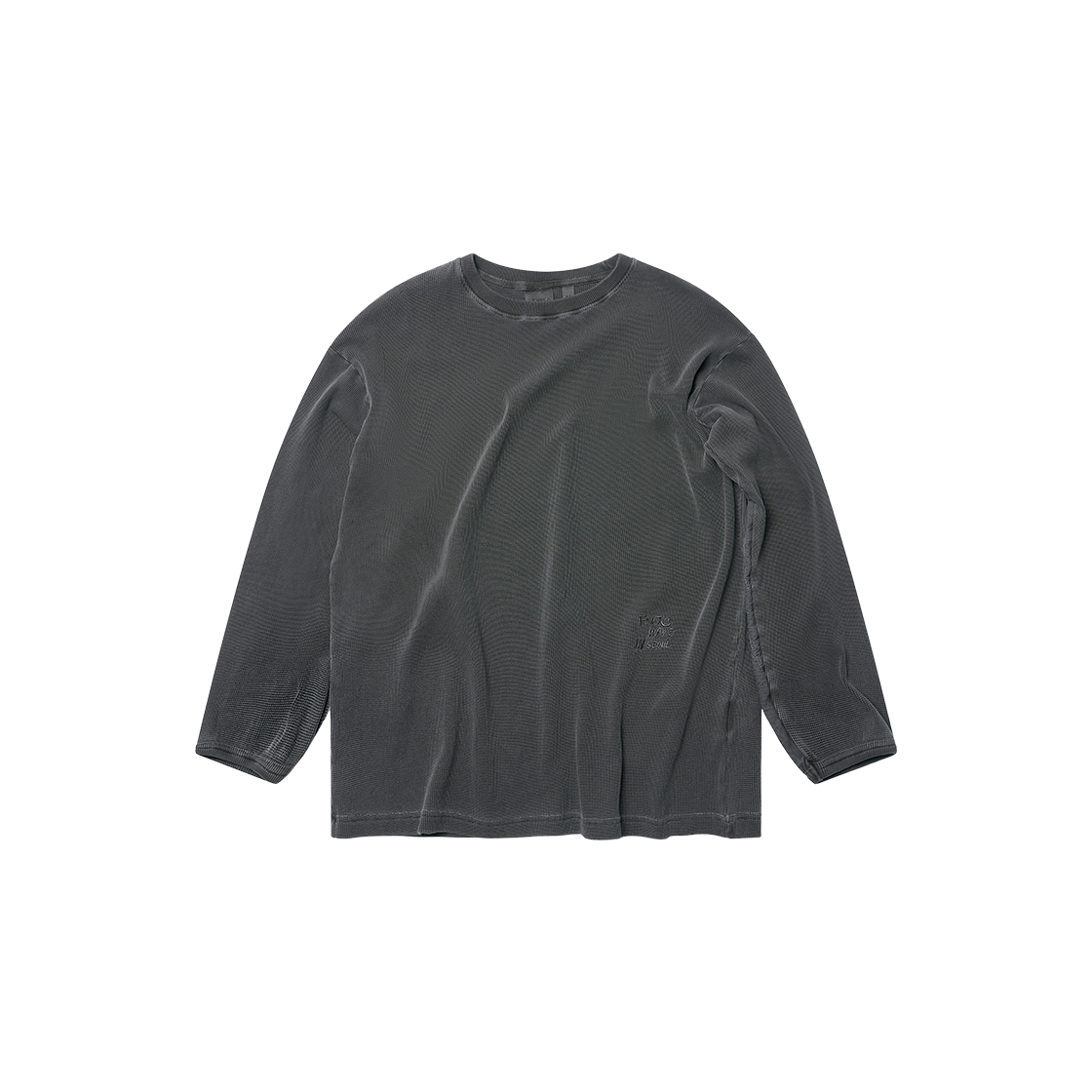 Tyde Longsleeve Charcoal Flatwave in Seoul Tyde Waffle Pigment Longsleeve T-Shirt Charcoal