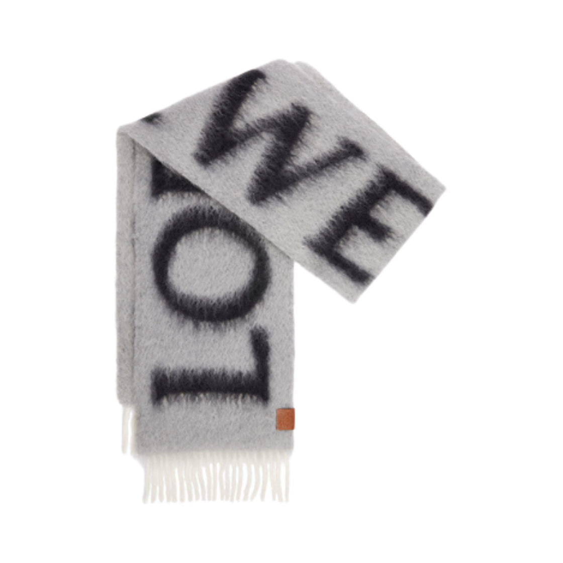 (W) 로에베 울 모헤어 머플러 그레이((W) Loewe Muffler in Wool and Mohair Grey)