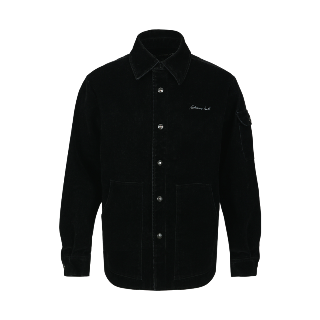 ADSB 앤더슨벨 패디드 벨벳 데님 셔츠 블랙