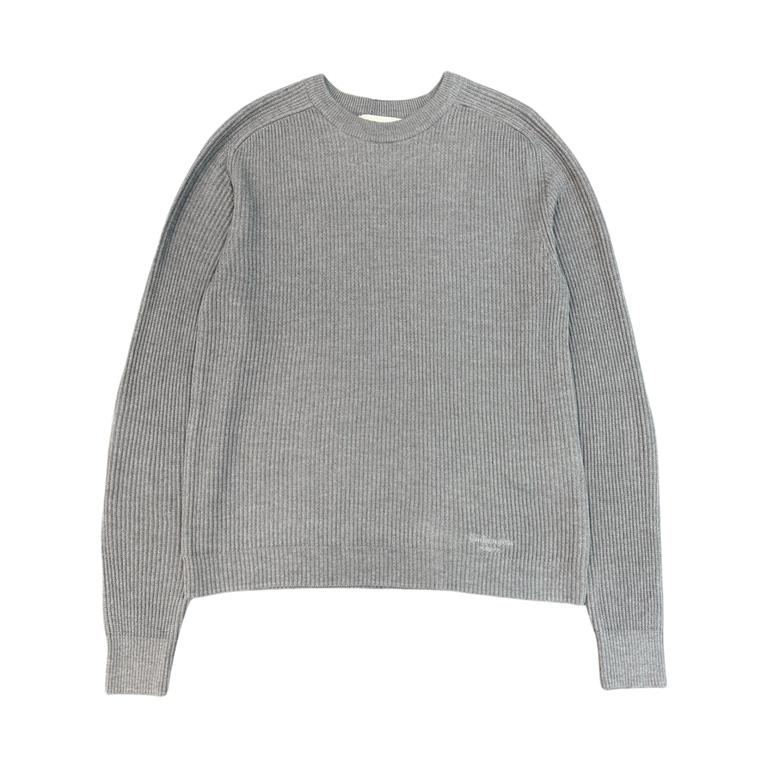 언더마이카 무.141 클래식 로고 립 슬림 니트 스웨터 멜란지 그레이