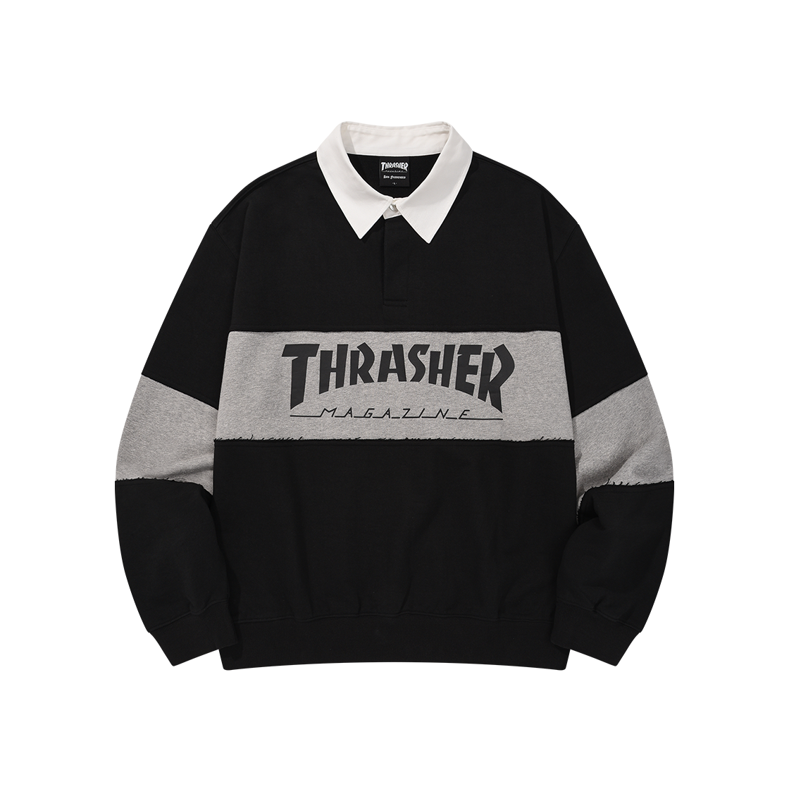 트레셔 매거진 럭비 맨투맨 블랙(THRASHER Magazine Rugby Sweatshirt Black)