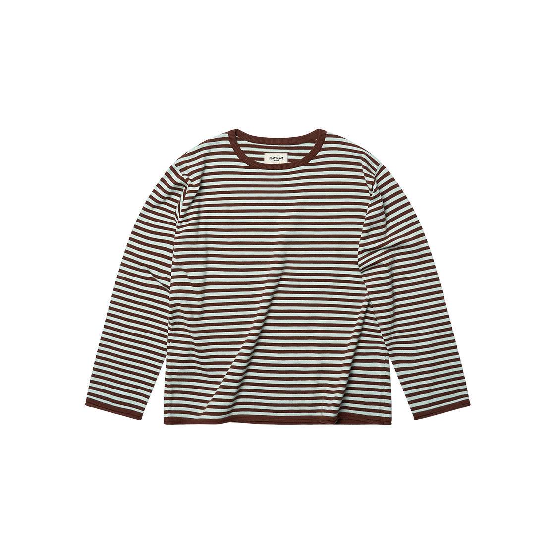 Maron Knit Brown/Mint Flatwave in Seoul Maron Stripe Loose Fit Round Knit Brown/Mint