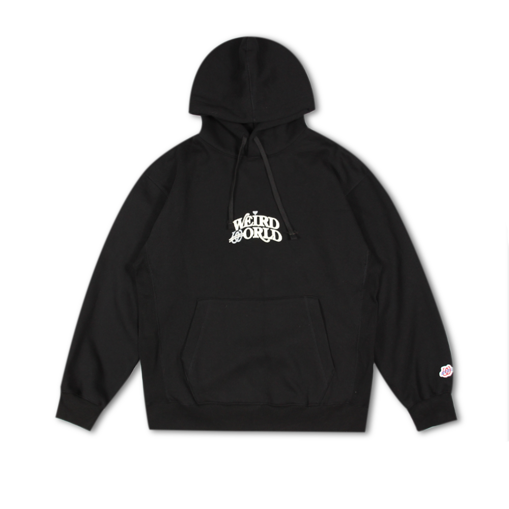 P00000IM Weird World Heart Logo Heavyweight Sweat Hoodie Black