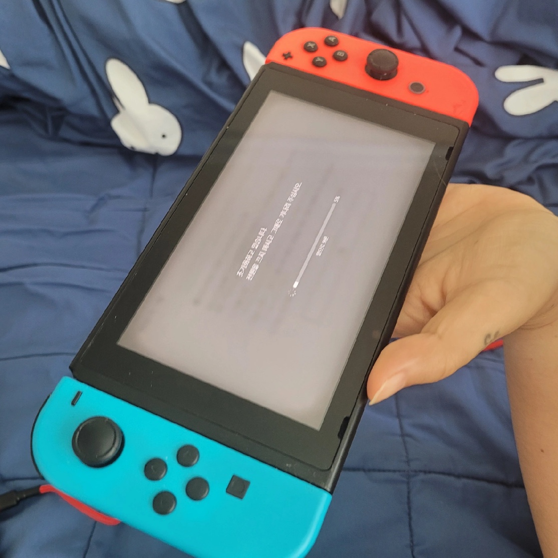 Nintendo Switch OLED Neon Blue Neon Red (Korean Ver.) 착용 스타일