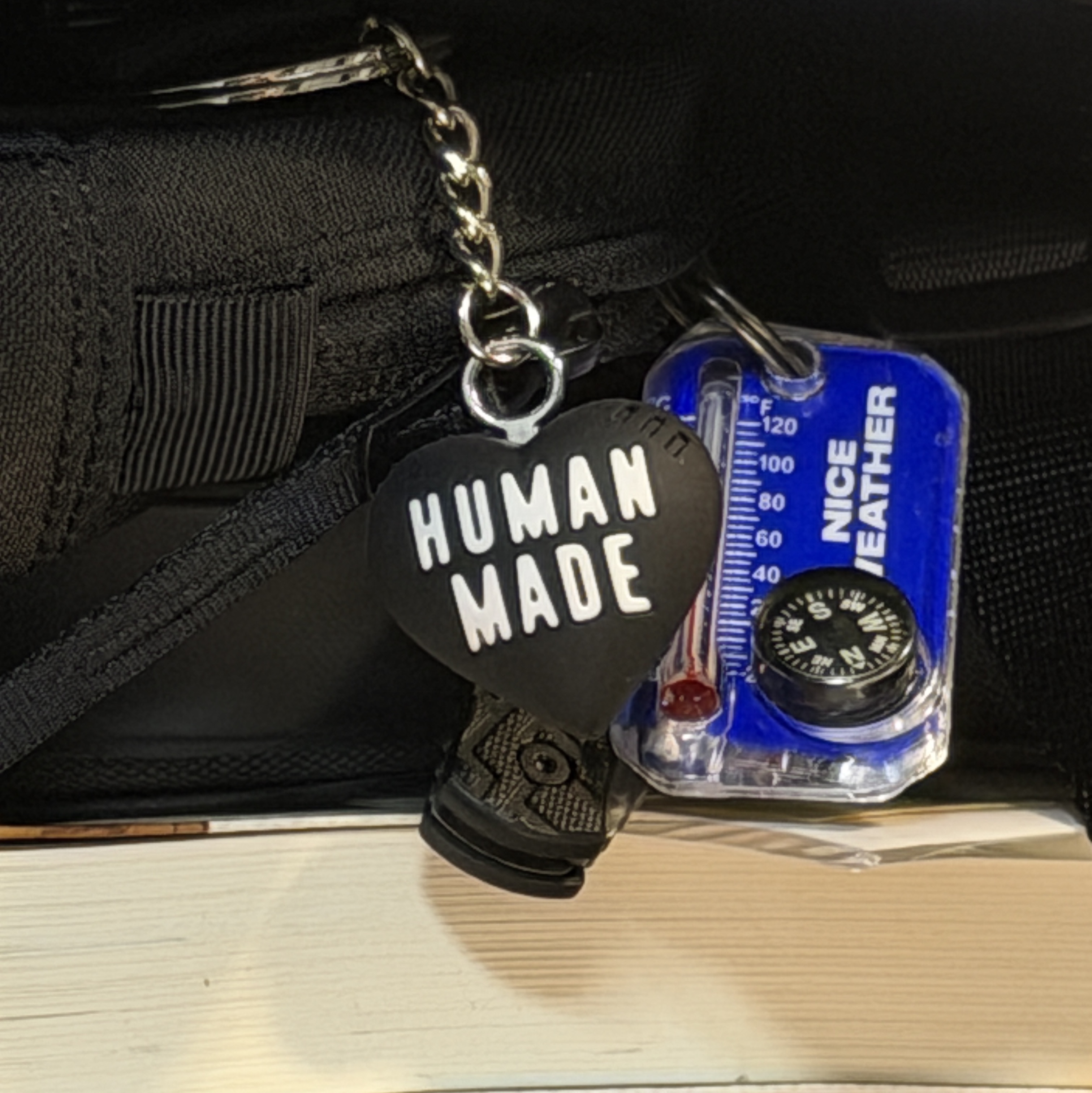 Human Made Heart Rubber Keychain Black 착용 스타일