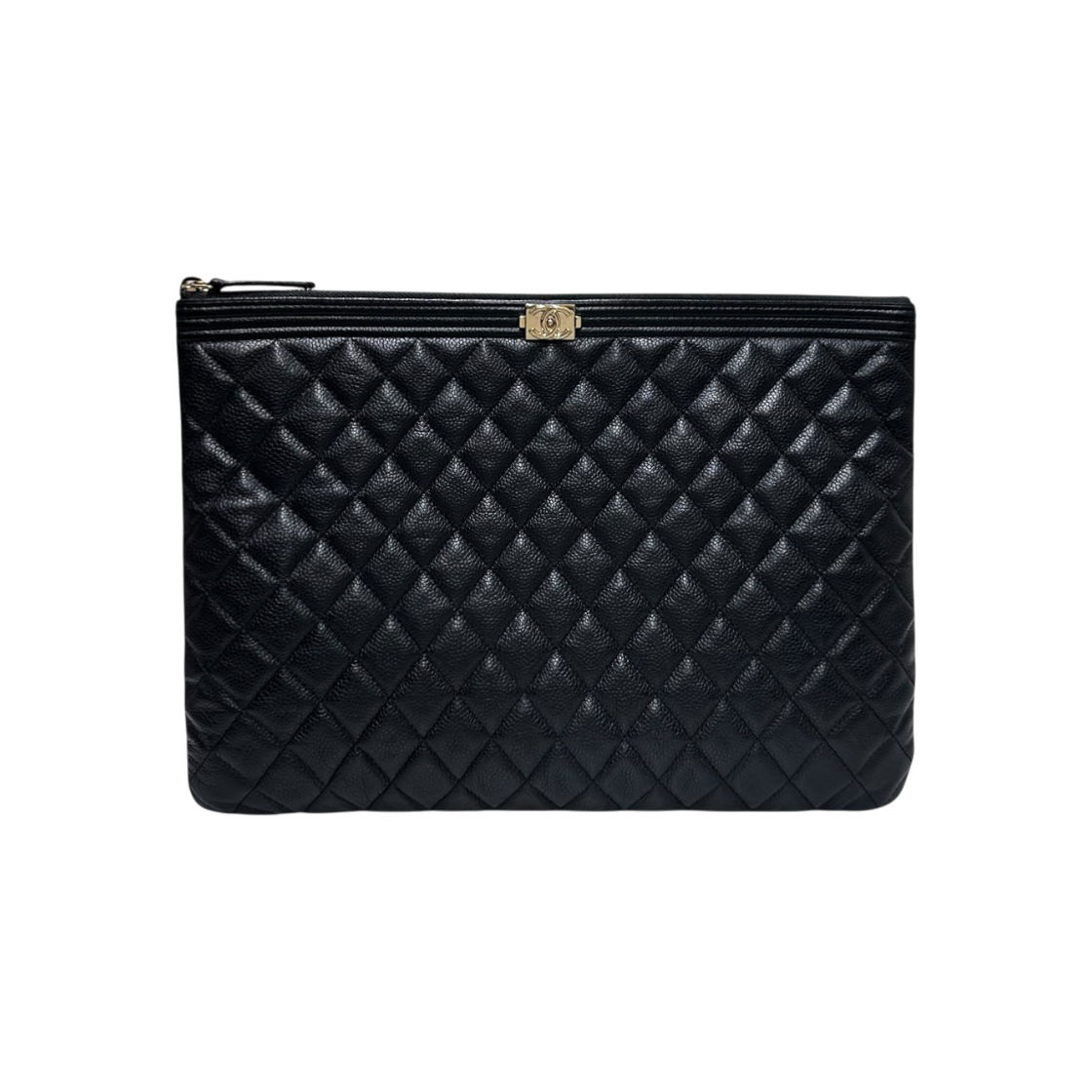 ITEBV6NPGJML Chanel Caviar Skin Boy Chanel Vintage Gold Large Clutch