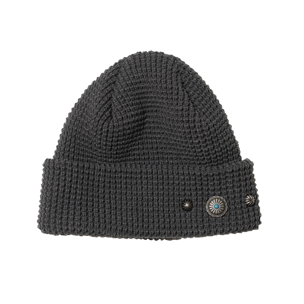 O25FFCA031CH OGARP Side Concho Waffle Beanie Charcoal