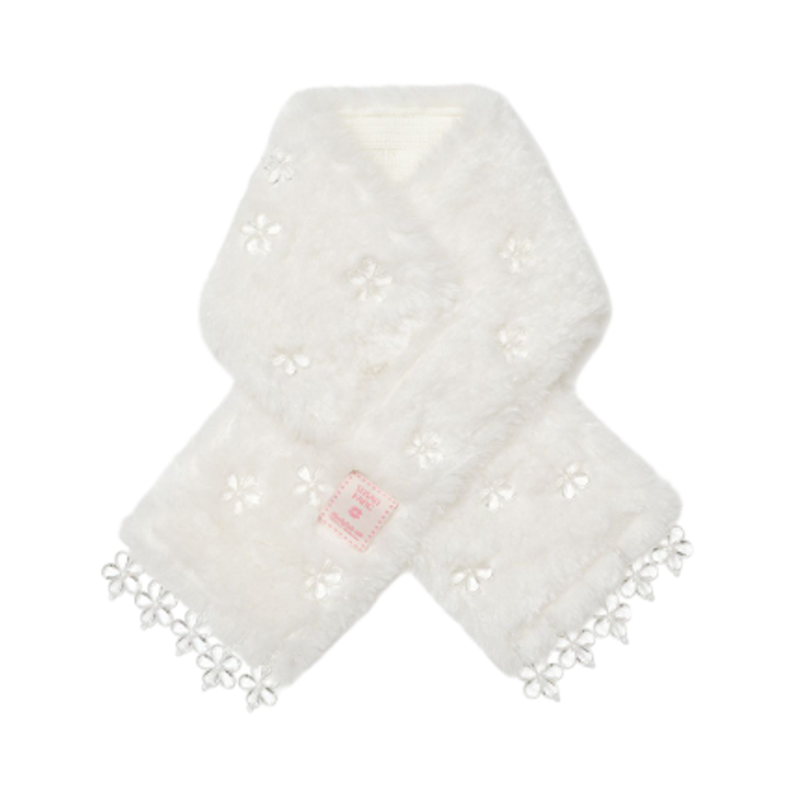 (W) 락피쉬웨더웨어 x 수잔 팡 퍼리 버블 플라워 스카프 화이트((W) Rockfishweatherwear x Susan Fang Furry Bubble Flower Scarf White)