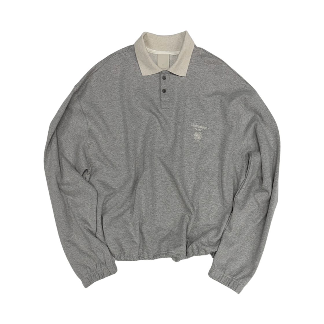 언더마이카 무.140 콤비 크롭 칼라 스웨트셔츠 멜란지 그레이(Undermycar Mu.140 Combi Crop Collar Sweatshirt Melange Gray)