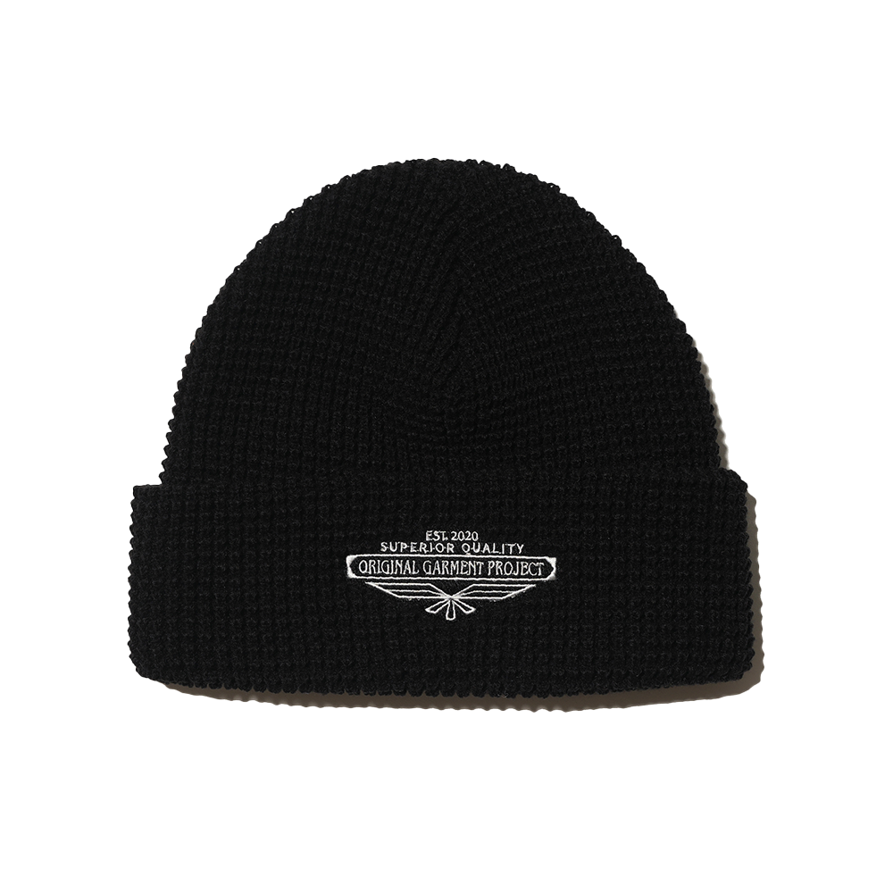 오가프 오리지널 버드엠블럼 와플 비니 블랙(OGARP Original Birdemblem Waffle Beanie Black)