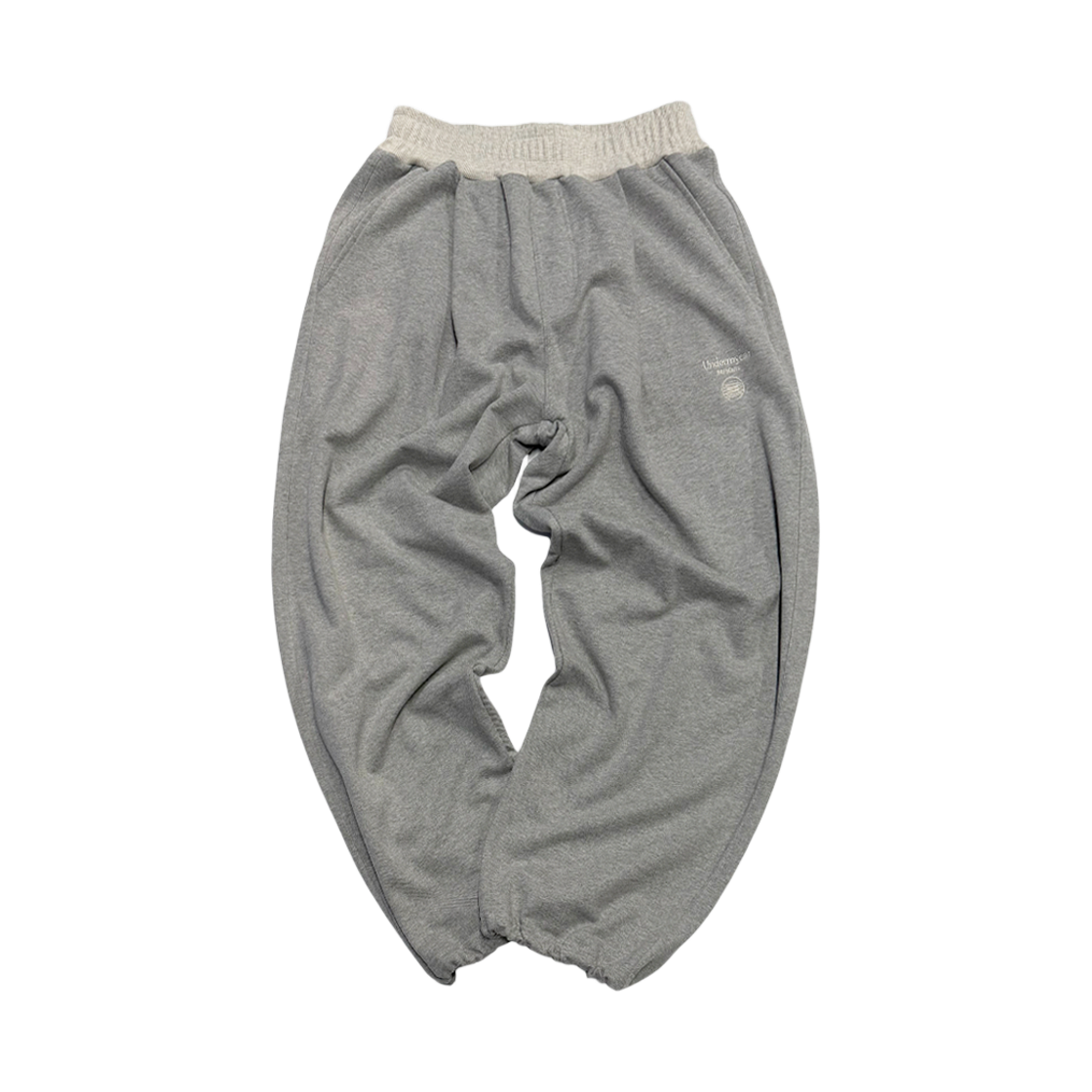 언더마이카 무.145 콤비 웨이스트 립 와이드 스웻 팬츠 멜란지 그레이(Undermycar Mu.145 Combi Waist Rib Wide Sweat Pants Melange Gray)