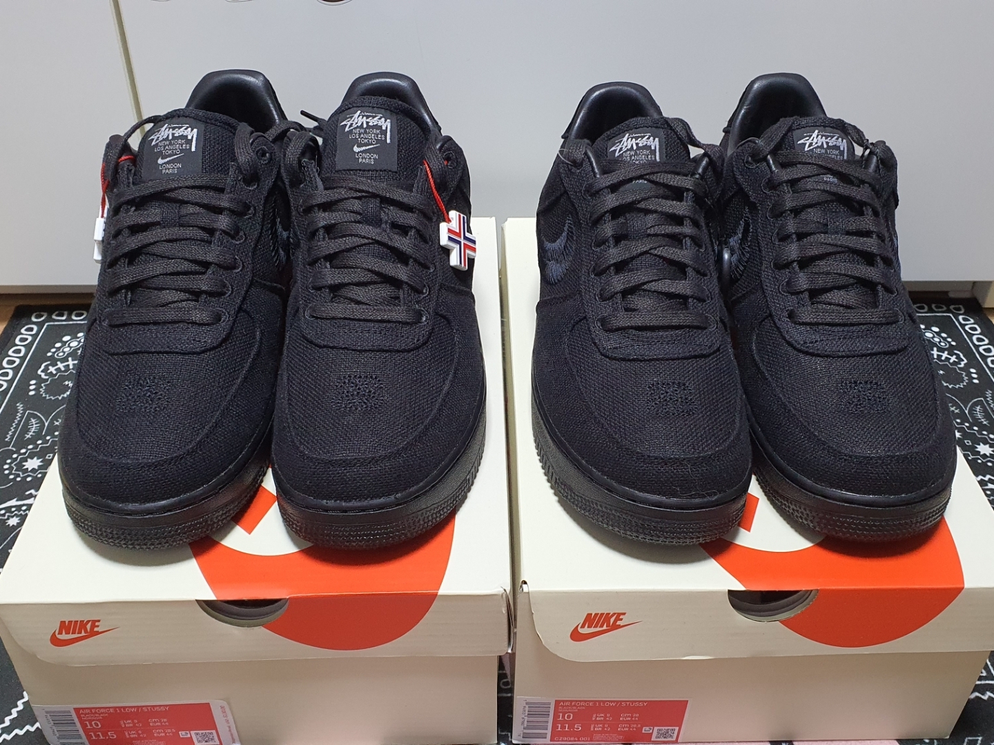 Nike x Stussy Air Force 1 Low Triple Black 착용 스타일