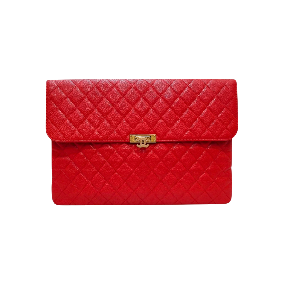 IT23PTQ4KT77 Chanel Red Large Flap Clutch