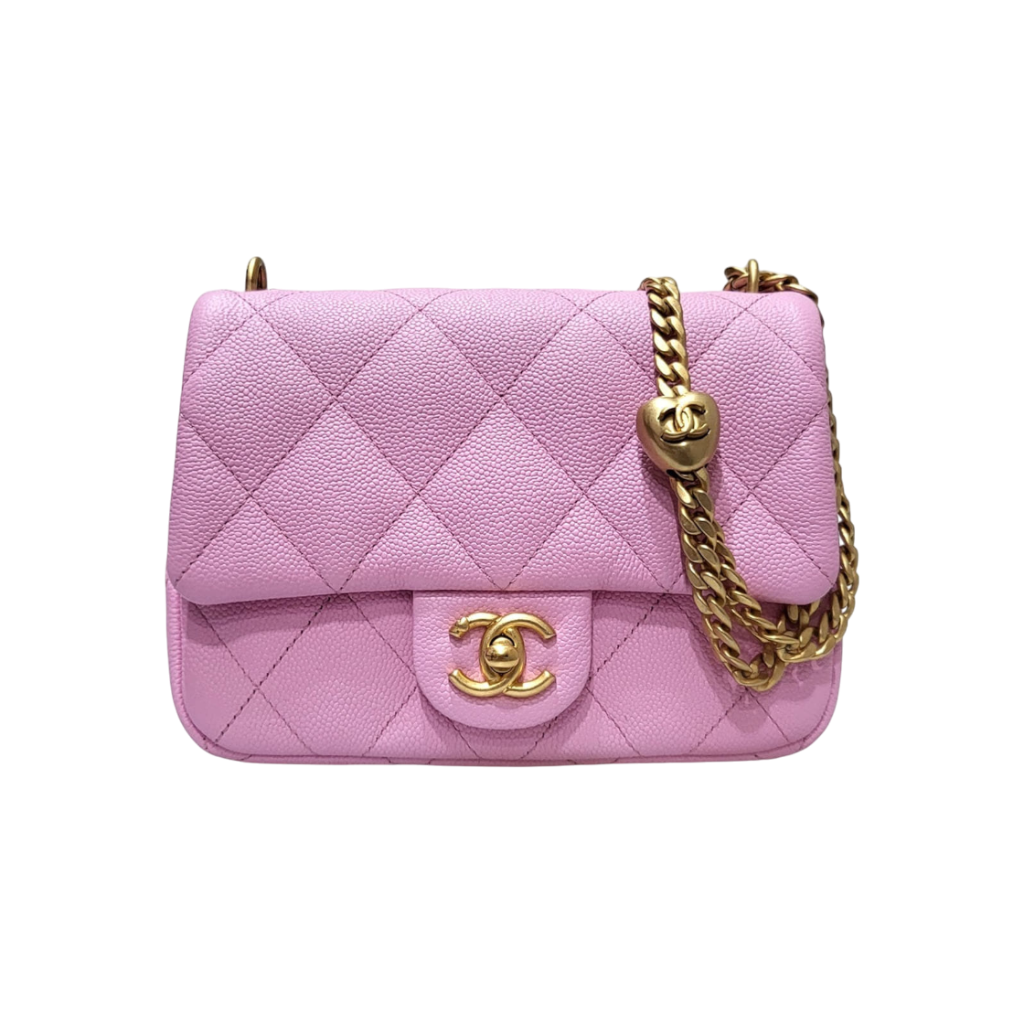 ITGN6CEAIISI Chanel Pink Caviar Skin Gold Ball Chain Flap Bag
