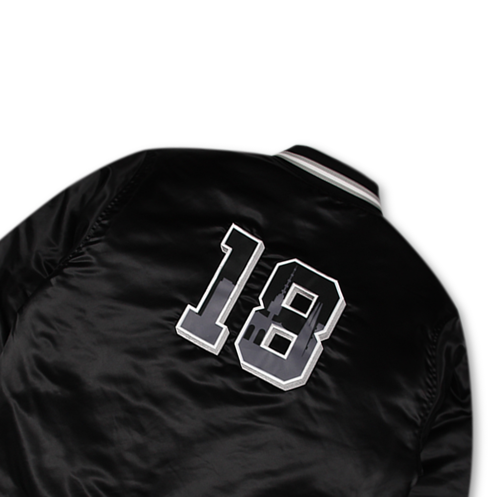 위얼드월드 90s 사틴 바시티 자켓 블랙(Weird World 90s Satin Vasity Jacket Black) - 4