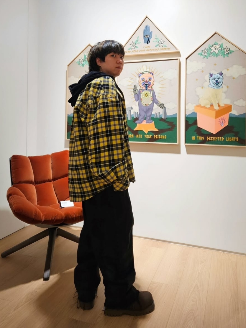 Project G/R Reversible Hoodie Check Shirts Black Yellow 착용 스타일