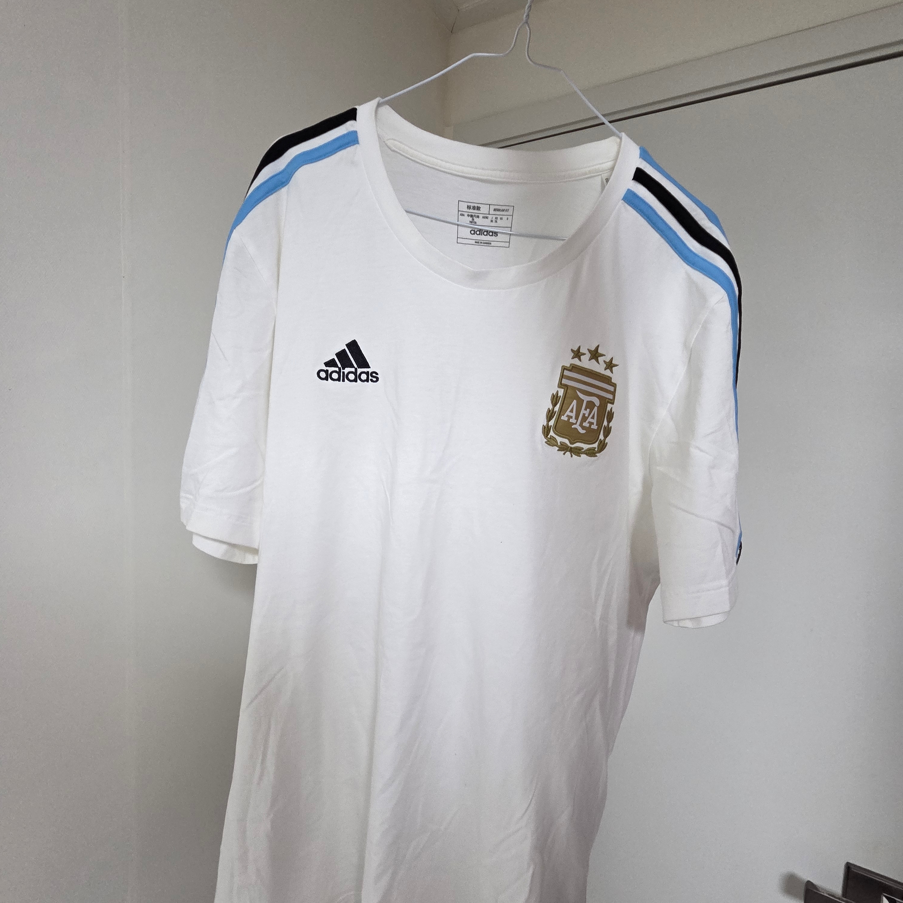 Adidas Argentina DNA 3-Stripe T-Shirt White - KR Sizing 착용 스타일