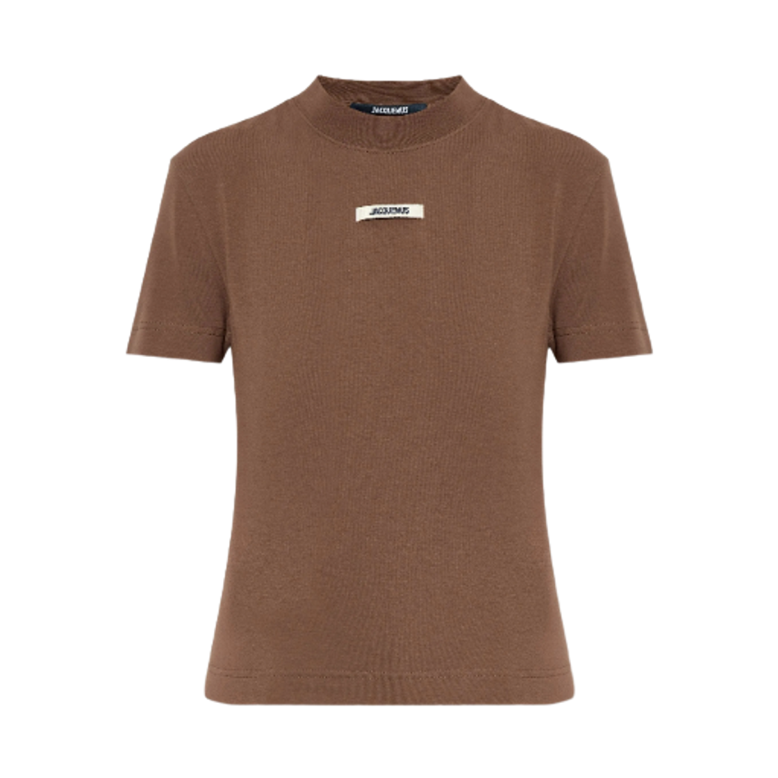 (W) 자크뮈스 그로그랭 로고 티셔츠 다크 브라운((W) Jacquemus Grosgrain Logo T-Shirt Dark Brown) - 1