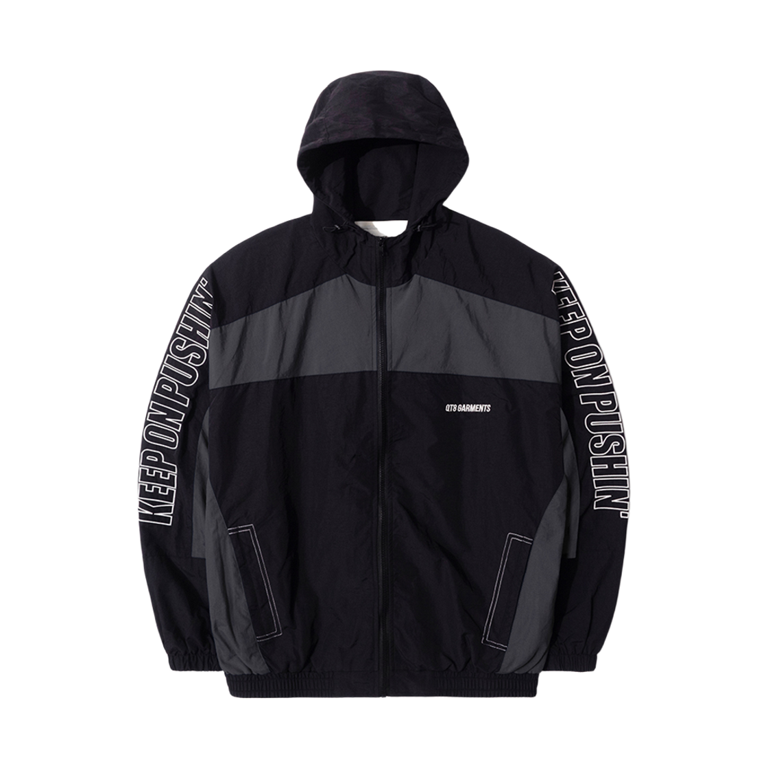 큐티에잇 가먼츠 레트로 후디드 트랙 자켓 블랙차콜
