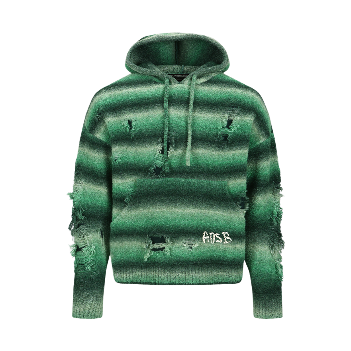 atb1391u(GREEN) ADSB Andersson Bell Unisex Gradient Distressed Hoodie Green