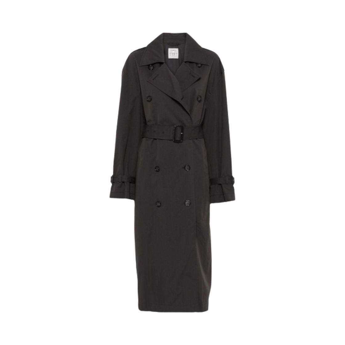 (W) 토템 코튼 블렌드 트렌치 코트 블랙((W) Toteme Cotton Blend Trench Coat Black)