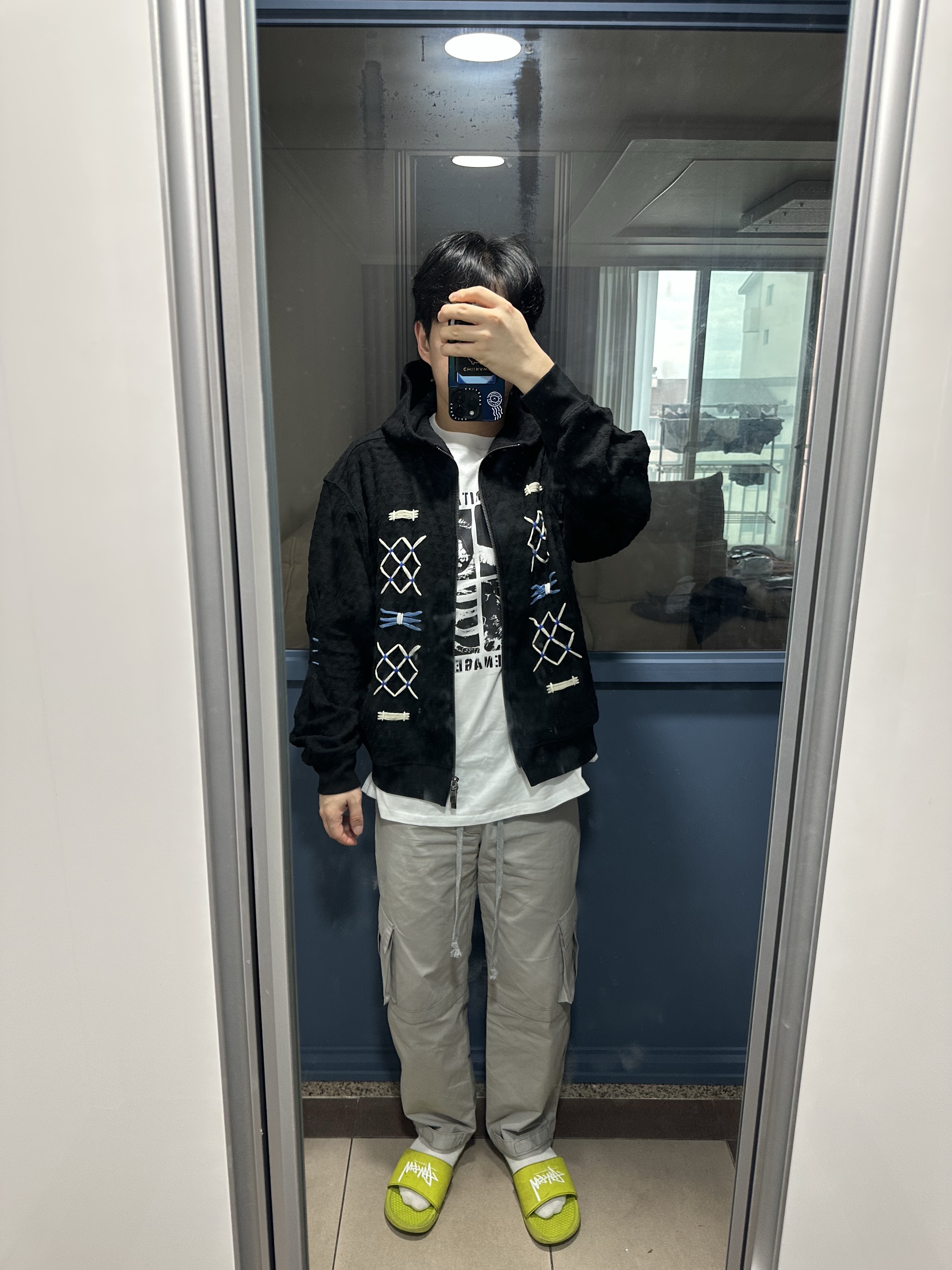 Ader Error Hoodie Zip-Up Product. 25 Noir 착용 스타일