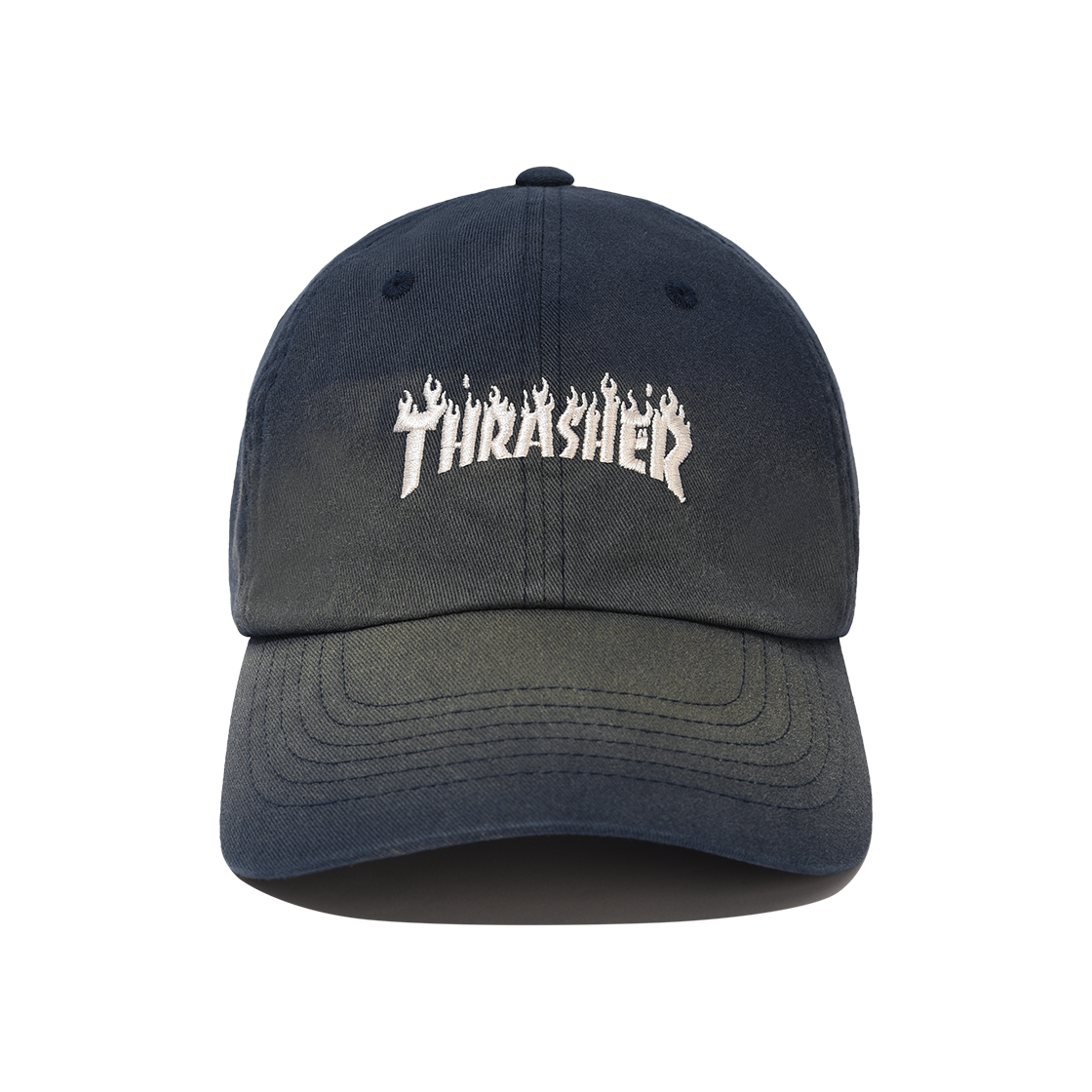 트레셔 플레임 오버다잉 로고 볼캡 네이비(THRASHER Flame Overdyed Logo Ball Cap Navy)
