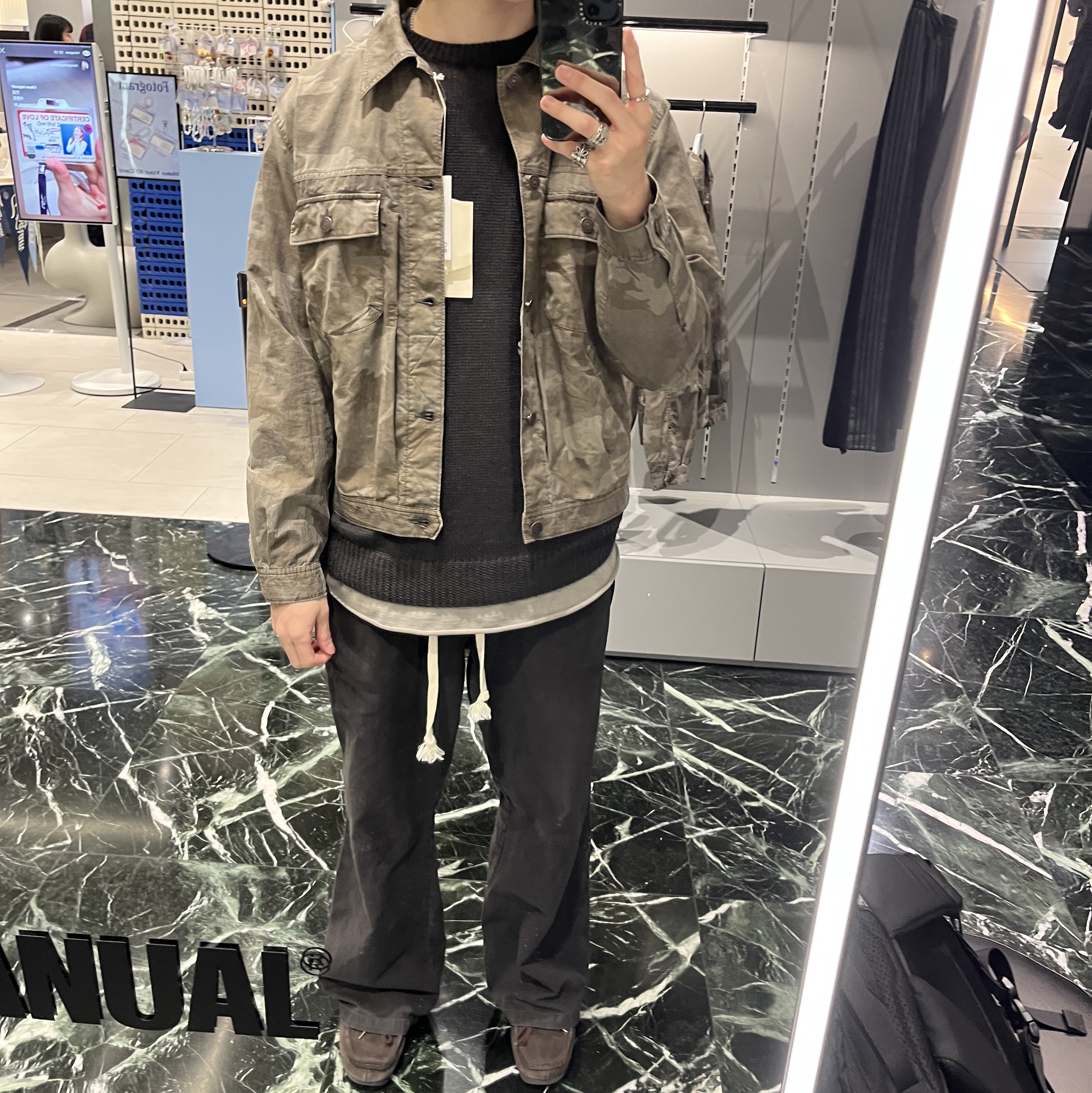 Polyteru 1011 Gosima Pants Rivet Flowers Vintage Charcoal, [기간한정 30%쿠폰] Polyteru Human Index Human Loosed Knit Brown Charcoal 착용 스타일