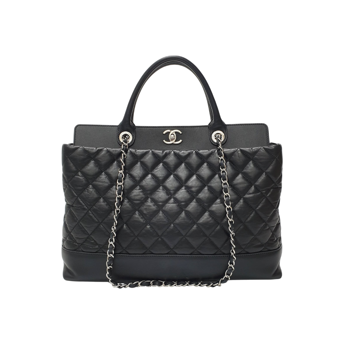 ITAH7SCL8R9U Chanel Portobello Black Silver Chain Tote, Shoulder Bag