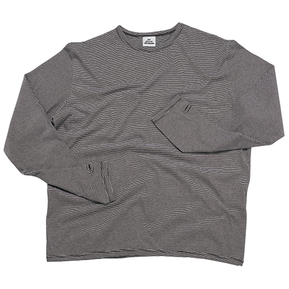 25FWLS02 MJD STRIPE FINGER HOLE LONG SLEEVE BLACK