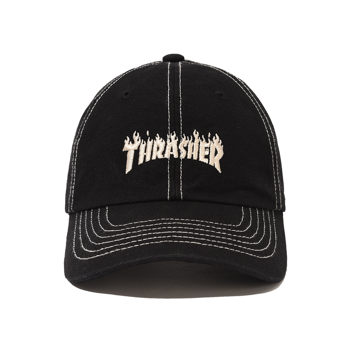 TR2503CA04BK THRASHER Flame Stitch Logo Ball Cap Black