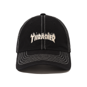 THRASHER Flame Stitch Logo Ball Cap Black