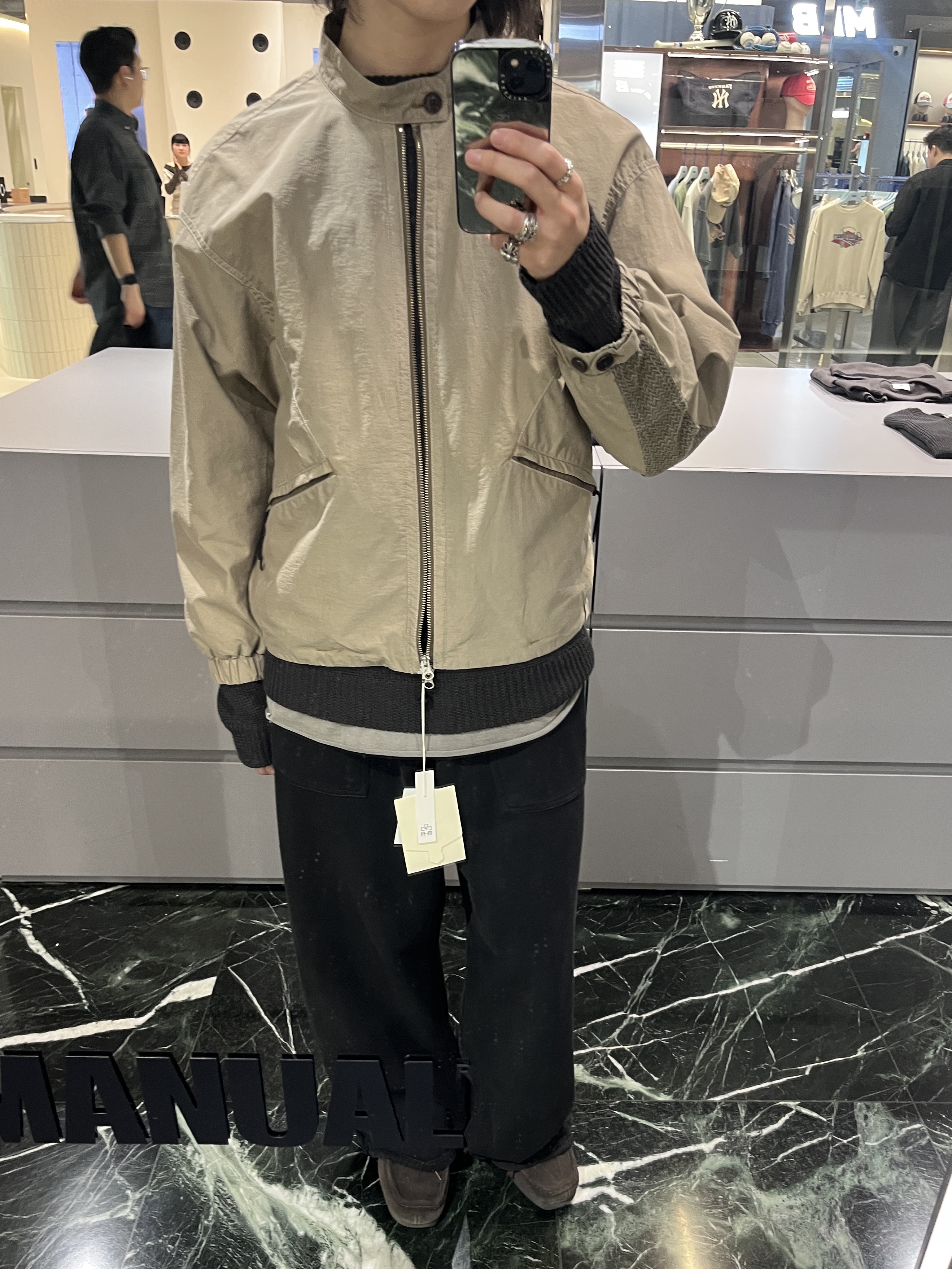 Polyteru Motorcycle Blouson Beige 착용 스타일 - 1
