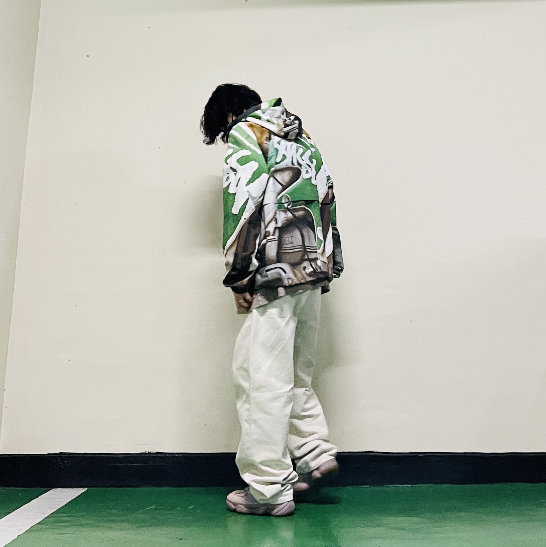 Stussy Beach Shell Baja Print Multi, Stussy Washed Canvas Big OL' Jean Washed Vintage Natural 착용 스타일 - 8